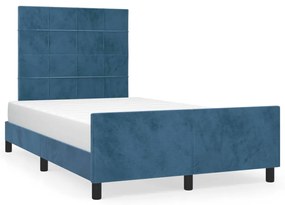 vidaXL Πλαίσιο Κρεβατιού με Κεφαλάρι Σκ. Μπλε 120x190 εκ. Βελούδινο