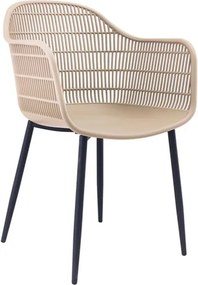 BERRY Πολυθρόνα Μέταλλο Βαφή Μαύρο, PP-UV Tortora   6τμχ