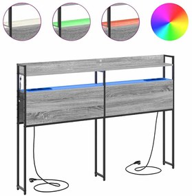 vidaXL Κεφαλάρι Αποθήκης με ράφι Γκρι sonoma 140 cm Επεξεργασμένο ξύλο