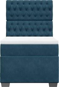 vidaXL Κρεβάτι Boxspring με Στρώμα Μπλε 90x190 εκ. Βελούδινο
