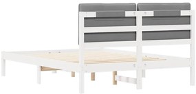 vidaXL Σκελετός Κρεβατιού με Επενδεδυμένο Κεφαλάρι Ανοιχτό γκρι