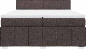 vidaXL Κρεβάτι Boxspring με Στρώμα Σκούρο Καφέ 200x200 εκ. Υφασμάτινο