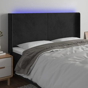Κεφαλάρι Κρεβατιού LED Μαύρο 203x16x118/128 εκ. Βελούδινο 3123836