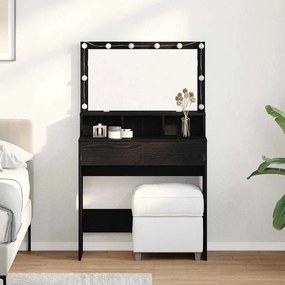 vidaXL Τραπέζι περιποίησης με συρτάρι Μαύρη δρυς 80 x 41 x 134.5 εκ.