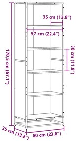 ΒΙΒΛΙΟΘΗΚΗ  ΜΑΥΡΟ 60X35X170,5 CM ΞΥΛΙΝΗ ΚΑΤΑΣΚΕΥΗ 3300850