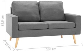 vidaXL Καναπές Διθέσιος Ανοιχτό Γκρι Υφασμάτινος