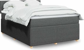 vidaXL Κρεβάτι Boxspring με Στρώμα Σκούρο Γκρι 140x190 εκ. Υφασμάτινο