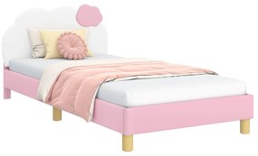 vidaXL Κρεβάτι Παιδικής Κρεβατοκάμαρας με Κεφαλάκι Ροζ 80 x 200 cm PU