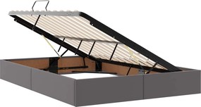 vidaXL Κρεβάτι Οθωμανικού Τύπου Γκρι 140 x 190 cm Τεχνητό Δέρμα