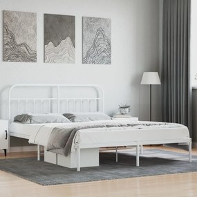 Πλαίσιο Κρεβατιού με Κεφαλάρι Λευκό 183 x 213 εκ. Μεταλλικό
