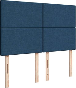 vidaXL Κρεβάτι Boxspring με Στρώμα Μπλε 140x200 εκ. Υφασμάτινο