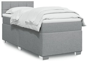 Κρεβάτι Boxspring με Στρώμα Ανοιχτό Γκρι 90x190 εκ. Υφασμάτινο - Γκρι