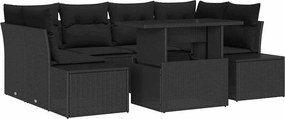 vidaXL Σετ Καναπέ Κήπου με μαξιλάρι 7 pcs Μαύρο