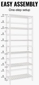 VEVOR Bamboo Bookshelf 6 Tiers Bamboo Ladder Bookcase Rectangle Storage Rack