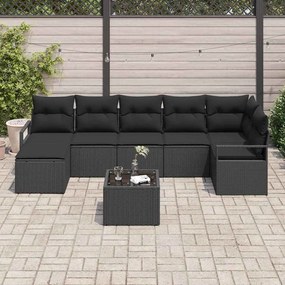 vidaXL Σετ Καναπέ Κήπου 8 pcs Μαύρο Πολυ ράταν