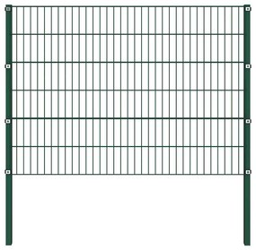 vidaXL Πάνελ Περίφραξης με Στύλους Σιδερένιο Πράσινο 522 x 120 εκ.