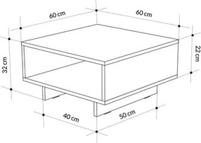 Τραπεζάκι σαλονιού Hola Megapap χρώμα λευκό - ανθρακί 60x60x32εκ.