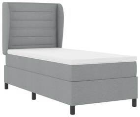 vidaXL κρεβάτι Box Spring  με στρώμα σε ανοιχτό γκρι, 80x200 εκ., ύφασμα