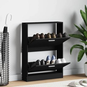 vidaXL Παπουτσοθήκη Μαύρη 59x17x81 εκ. από Επεξεργασμένο Ξύλο