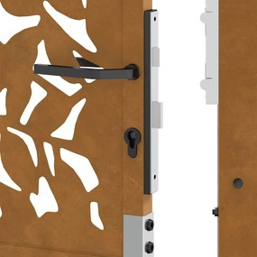 Πύλη κήπου 105x205 cm από χάλυβα με φύλλα καιρικές συνθήκες - Καφέ