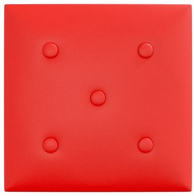 vidaXL Πάνελ Τοίχου 12 τεμ. Κόκκινα 30 x 30 εκ. 1,08 μ² Συνθ. Δέρμα
