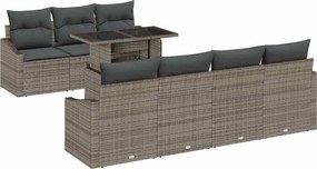vidaXL Σετ Καναπέ Κήπου με αποθήκευση 8 pcs Γκρι Πολυ ράταν