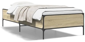 vidaXL Πλαίσιο Κρεβατιού Sonoma Δρυς 90 x 190 εκ. Επεξ. Ξύλο & Μέταλλο