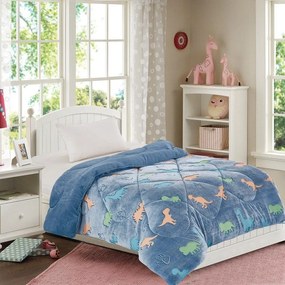 Κουβερτοπάπλωμα Παιδικό Dinosaur Φωσφωριζέ Blue DimCol Single 160x220cm Πολυέστερ