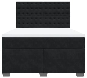 vidaXL Κρεβάτι Boxspring με Στρώμα Μαύρο 140x200 εκ. Βελούδινο