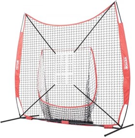 VEVOR 7x7 ft Baseball Softball Practice Net, Portable Baseball Training Net for Hitting Catching Pitching, Backstop Equipment with Bow Frame, Carry Bag, Strike Zone, 12 Balls, Tee, and Ball Collector