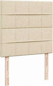 vidaXL Οθωμανικό κρεβάτι με στρώμα Cream 100x200cm ύφασμα
