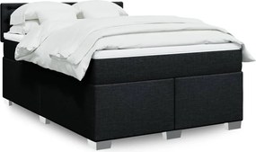 vidaXL Κρεβάτι Boxspring με Στρώμα Μαύρο 140x190 εκ. Υφασμάτινο