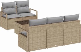vidaXL Σετ Καναπέ με μαξιλάρι 6 pcs Μπεζ και Γκρι συνθετικό ρατάν