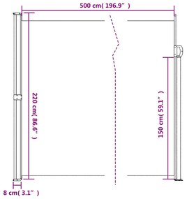 Σκίαστρο Πλαϊνό Συρόμενο Μπλε 220 x 500 εκ. - Μπλε