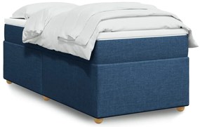 vidaXL Κρεβάτι Boxspring με Στρώμα Μπλε 90x200 εκ.Υφασμάτινο