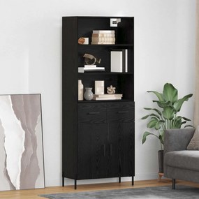 vidaXL Highboard Μαύρη δρυς 69,5 x 34 x 180 εκ. Επεξεργασμένο ξύλο