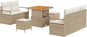 vidaXL Σετ Καναπέ Κήπου με μαξιλάρι 8 pcs Μπεζ συνθετικό ρατάν