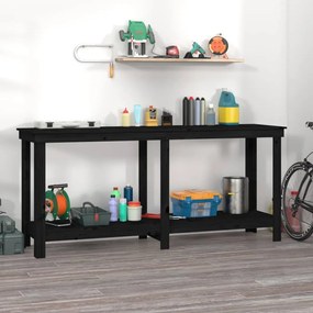 vidaXL Πάγκος Εργασίας Μαύρος 180x50x80 εκ. από Μασίφ Ξύλο Πεύκου