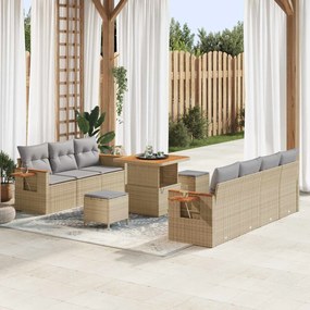 vidaXL Σετ Καναπέ Κήπου 10 pcs Μπεζ συνθετικό ρατάν