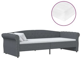 vidaXL Καναπές Κρεβάτι με Στρώμα & USB Σκούρο Γκρι 90 x 200 εκ. Υφασμ.