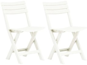 Καρέκλες Κήπου Πτυσσόμενες 2 τεμ. Λευκές Πλαστικές