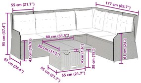 Σαλόνι Κήπου Σετ 5 Τεμαχίων Γκρι Συνθετικό Ρατάν με Μαξιλάρια - Γκρι