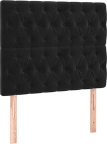 vidaXL Κρεβάτι Boxspring με Στρώμα Μαύρο 90x200 εκ. Βελούδινο
