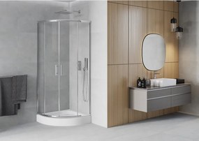 Mexen Rio καμπίνα ντους ημικυκλική 70 x 70 cm, διάφανη, χρώμιο + δίσκος , λευκό