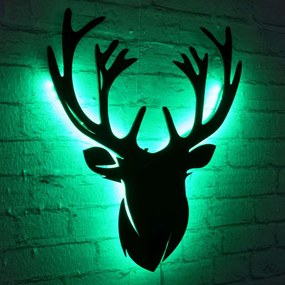 Διακοσμητικό Τοίχου Με Φως Led Deer 395NGR2031 25x30cm Green-Black Wallity Mdf