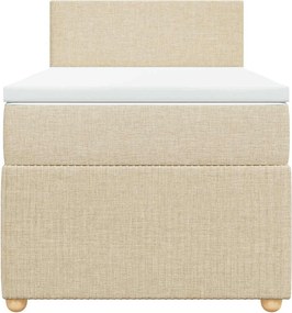 vidaXL Κρεβάτι Boxspring με Στρώμα Κρεμ 100 x 200 εκ. Υφασμάτινο