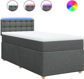 vidaXL Κρεβάτι Boxspring με Στρώμα Σκούρο Γκρι 100x200 εκ. Υφασμάτινο