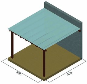 Πέργκολα με πολυκαρμπονικό απο τοίχο 400 x 400εκ