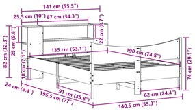 Σκελετός Κρεβ. Χωρίς Στρώμα Καφέ Κεριού 135x190 εκ Μασίφ Πεύκο - Καφέ