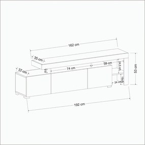 Έπιπλο Τηλεόρασης Ανθρακί CEDRU 192x37x53